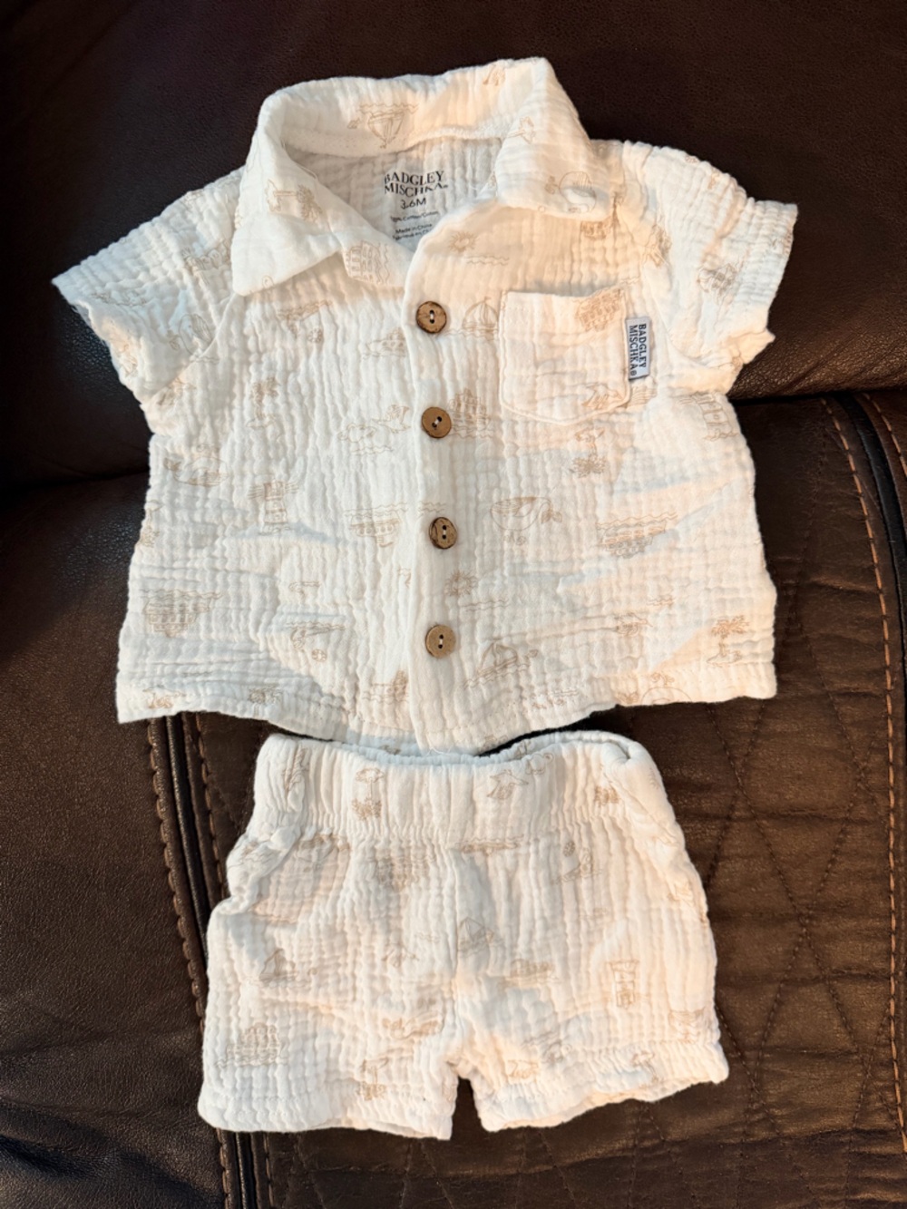 Two-Piece Linen Shorts & Button Top